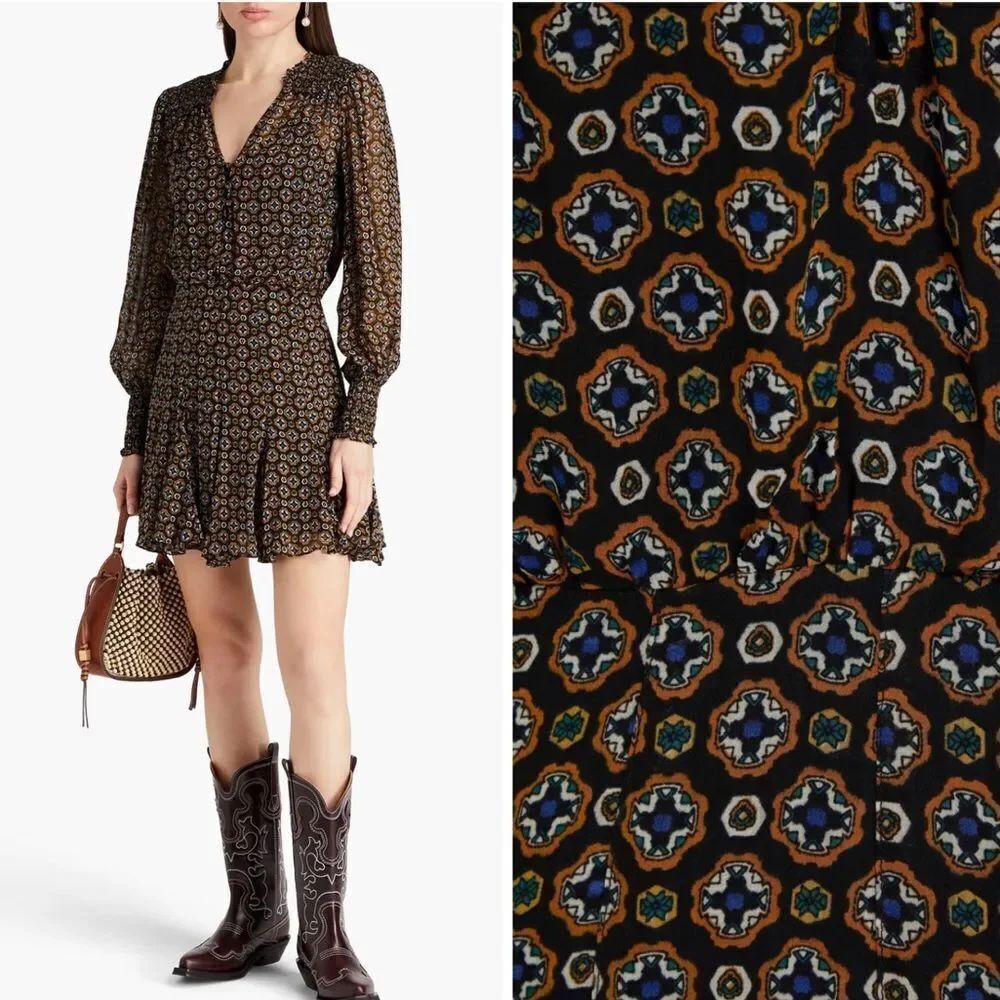 NWT VERONICA BEARD Sacchi printed chiffon mini dress Size 0
